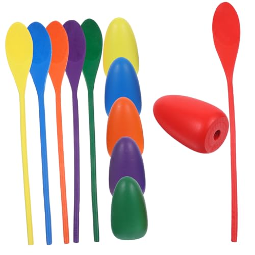 Yardwe 6 Stücke Holz Eier Balancespiel für Kinder und Erwachsene Pädagogisches Staffellaufspiel Rutschfestes Spielzeug für Outdoor Aktivitäten und Feste von Yardwe