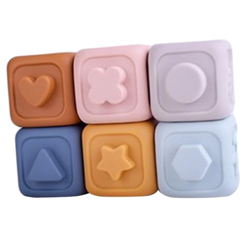 Yardwe 6 Stück Teiliges Soft Bausteine aus Vinyl Sichere Motorische Lernspielzeuge für Kleinkinder Fördert Hand Auge Koordination und Farberkennung Stapelbar für Junge Mädchen und von Yardwe