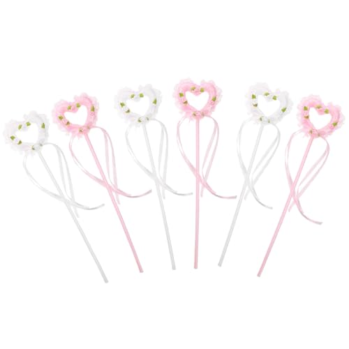 Yardwe 6 Stück Zauberstab Fee Party Stöcke heeloween Fairy Wand Toys glitzerstoff grennstick Hexenstab Zauberstäbe mit Schleifendesign Zauberstäbe für Kinderspiele Schaum von Yardwe