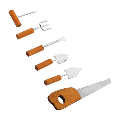 Yardwe 6 Teiliges Set Simulierte Landwirtschaftliche Werkzeuge Miniatur Gewächshaus Bausatz Miniatur Bastelzubehör Puppenhaus Gartendekoration DIY Gartenornament Miniatur von Yardwe