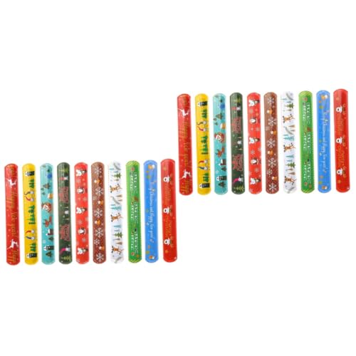 Yardwe 60 Stck Teiliges Weihnachts Schnapparmband Elastische Flexible Kinderarmbänder mit Weihnachtlichen Motiven Hautfreundlich Reißfest Partyspielzeug und Mitgebsel für Kinderfest von Yardwe
