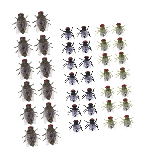 Yardwe 60 Stück Fliegenmodellspielzeug Trick gefälscht falsche Fehler drinnen Streich Scherzmodellspielzeug realistisches insektenspielzeug kniffliges knifflige Requisiten PVC von Yardwe