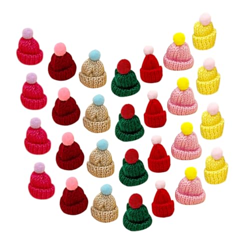 Yardwe 60 Stück Mini Weihnachtsmützen Farbenfrohe DIY Mini Hüte aus Wolle für Puppenhaus und Weihnachtsdekoration Wiederverwendbar für Bastelprojekte von Yardwe