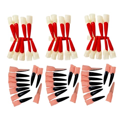 Yardwe 60Stücke Halloween Hexenfingernägel Dekorative Fingernagel Requisiten Für Cosplay Partys Und Halloween Schwarze Und Rote Große Fingernägel Pro Packung von Yardwe
