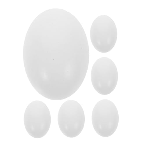 Yardwe 6Stücke DIY Holzeier zum Bemalen Künstliche Hühnereier für Kreative Bastelprojekte Deko für Ostern und Familienaktivitäten Nachhaltiges Bastelmaterial Weiß von Yardwe