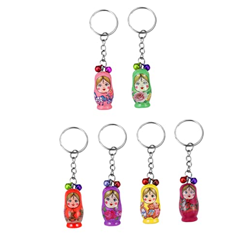 Yardwe 6st Matroschka Papierpuppen Russische Puppe Anhänger Tasche Schlüsselanhänger Russische Nistpuppe Schlüsselanhänger Nistpuppen Für Kinder Hängende Tasche Weihnachten Hölzern von Yardwe