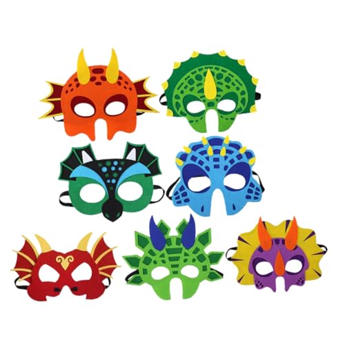 Yardwe 7 Stück Teiliges Diy Dinosaurier Papiermasken für Farbenfrohe Cosplay Masken für Halloween Geburtstagsfeiern und Schulsportevents Langlebig und Ansprechend Gestaltet von Yardwe