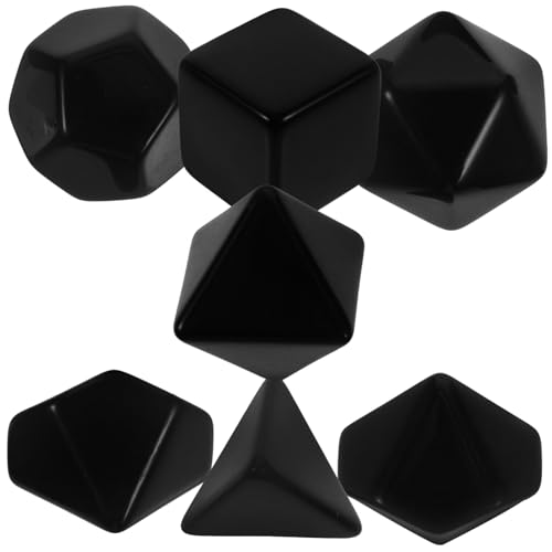 Yardwe 7 Stück Würfel gesetzt mehrseitige Würfel polyedrische Würfel Bunte Würfel Leere Würfel Partywürfel Brettspiele Würfel Leere Spielwürfel Plastik Black von Yardwe
