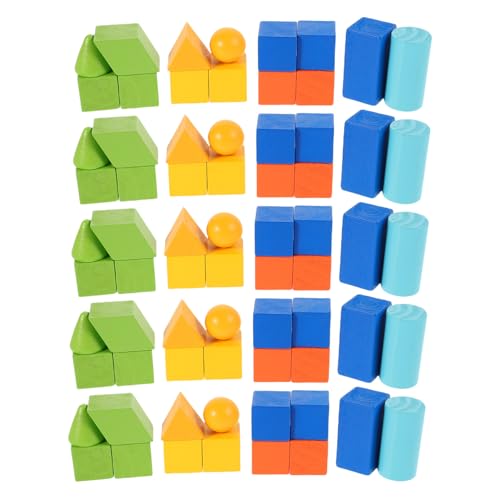 Yardwe 70 Stück Geometrisches Modell Geometrie-kit Geometrisches Figurenspielzeug Für Geometrische Muster Mehrfarbige Musterblöcke 3D -objekte Schulmaterial Für Holz von Yardwe