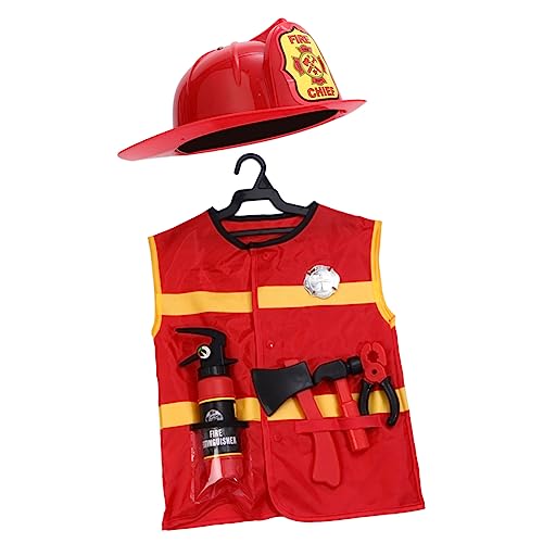 Yardwe 7Stücke Teiliges Feuerwehrmann Kostüm Set für Weste Hut Hammer und Abzeichen Rollenspiel für Jungen und Kreative von Yardwe