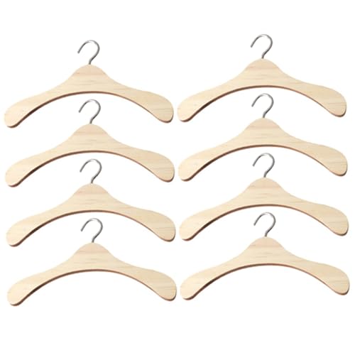 Yardwe 8 Stück Mini -Kleiderbügel -Puppe Babypuppe Aufhänger Kleiderbügel für Puppenkleider Puppenkleiderbügel winzig Puppenhaus Kleiderständer Mini-Puppenhaus-Kleiderbügel hölzern von Yardwe
