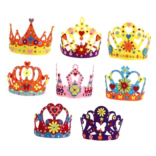 Yardwe 8 Stück Teiliges DIY Filz Kronen Bastelset für Handgefertigtes Kopfschmuck Set Umweltfreundlichem Material Kreatives Party Zubehör für Mädchen Fördert Bastelfähigkeiten und von Yardwe