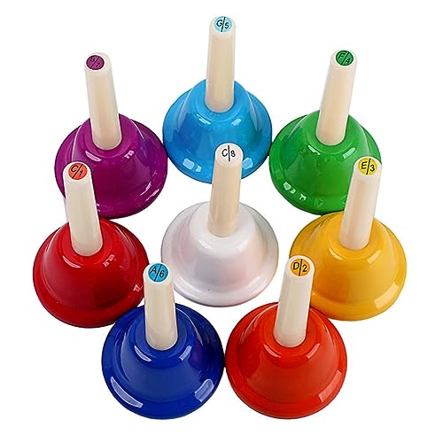 Yardwe 8 Stück Teiliges Handglocken mit Multifunktionales Percussion Instrument für Kindergarten und Frühkindliche Bildung für Musikalische Aktivitäten und Koordinationstraining von Yardwe