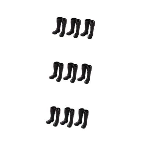 Yardwe 9 Paare Weihnachtsmann Stiefel Schwarz Detailgetreu für Miniaturszenen von Yardwe