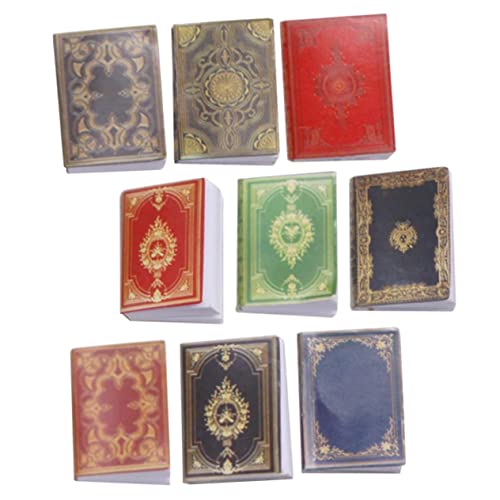 Yardwe 9 Stück Mini-Buchornamente Puppe kleine Spielzeugbücher Minibücher für Miniatur-Buchmodell Mini-Bücher geben vor, zu Kinderspielzeug Papierstau von Yardwe