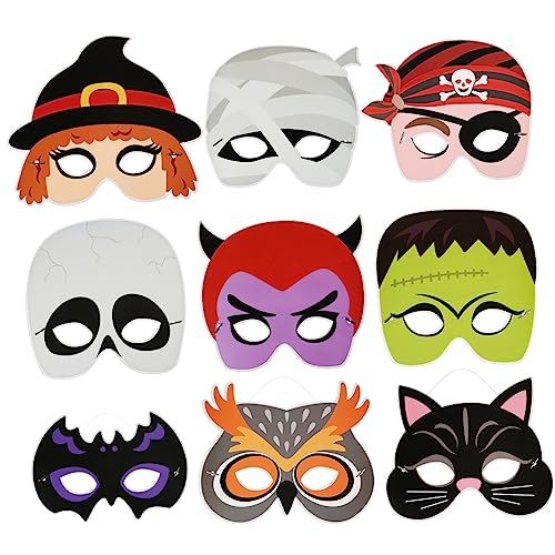 Yardwe 9 Stück Teiliges Halloween Masken Set für Erwachsene Verstellbare Cosplay Masken für Karneval und Maskerade Elastischem Band für Optimalen Tragekomfort von Yardwe