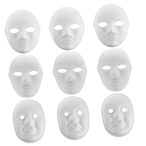 Yardwe 9 Stück Teiliges Handgefertigte Weiße Papiermasken für Diy Cosplay Zubehör für Maskenbälle Halloween und Festlichkeiten Unisex Vielseitig Verwendbar von Yardwe