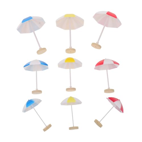 Yardwe 9 Stück Teiliges Mini Sonnenschirm aus Robustem Kunststoff Realistische Miniatur-strandschirme in Rot Gelb Blau für DIY Bastelprojekte Puppenhausdekoration und von Yardwe