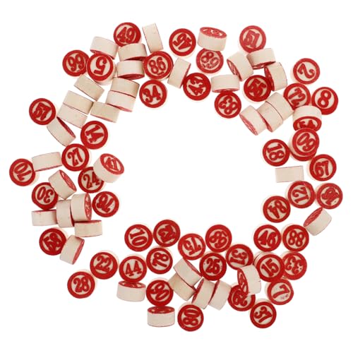 Yardwe 90 Stück Holz Zahlen Schachspiel Teiliges Set mit Roten Doppelseitigen Spielsteinen für Logisches und Bildung für Familienspiele und Pädagogische Spiele von Yardwe