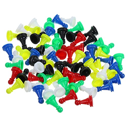 Yardwe 96 Stück Schachfiguren Kunststoff Spielsteine für Brettspiele Zufällige Farben Zubehör für Schach und Strategiespiele für Familien Zufällige Farbe von Yardwe