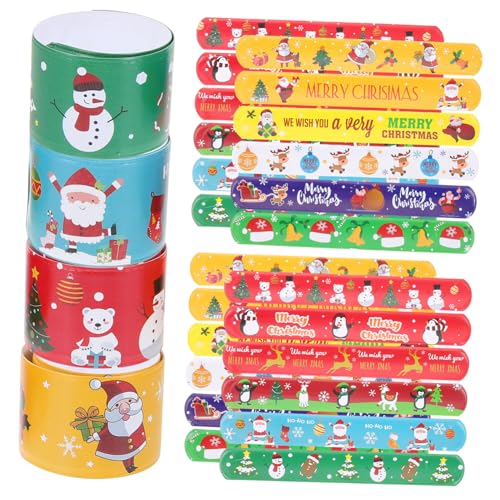 Yardwe 96 Stück Teiliges Weihnachts Slap Armband aus Komfortablem PVC Vielseitig als Armband oder Party Einsetzbar Festliches Design für Gruppen zur Weihnachtsdekoration und von Yardwe