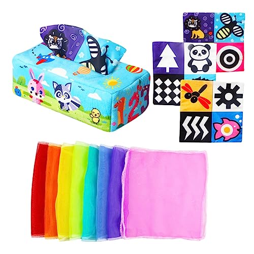 Yardwe Babysensorisches Plüschspielzeug mit Geräuschpapier Langlebige Tissue Box für Frühkindliche Feinmotorik und Hörtraining Sicheres Lernspielzeug für Kleinkinder von Yardwe