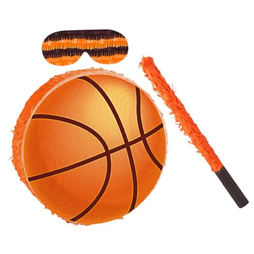 Yardwe Basketball Pinata aus Robustem Karton mit Füllöffnung und Aufkleber Bunte Partydeko für Sportliche Kindergeburtstage Inklusive Bat Augenbinde und Konfetti für Spiele und von Yardwe
