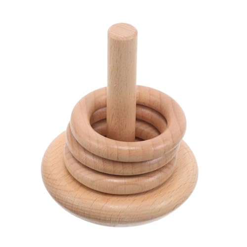 Yardwe Buchenholzgebäude Buntes Ringspielzeug Stapeln Babybausteine Stapelspielzeug Für Babys Sensorisches Ringspielzeug Stapelringe Babyspielzeug Hölzern Beige von Yardwe