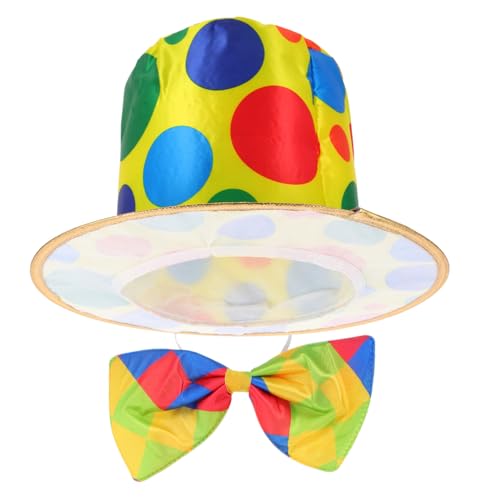 Yardwe Clown Kostüm Teilig Clown Hut und Fliege Stoffleicht Atmungsaktiv Fasching Karneval Party Zubehör Cosplay Zubehör von Yardwe