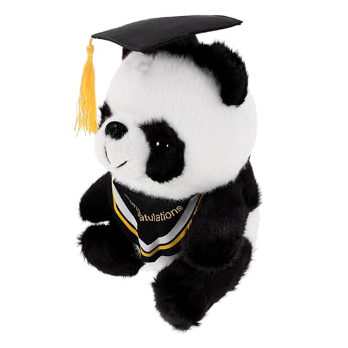 Yardwe Doktor Panda Puppe Schlafzimmer Dekoration - Plüschpanda wohnzimmerdeko - Pandabeeren Gefülltes Graduiertenmütze- bequemes Stofftier Baumwolle Yellow von Yardwe