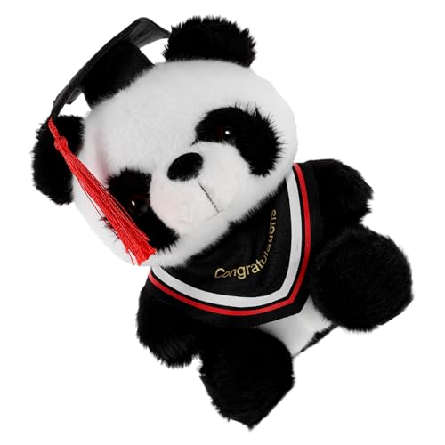 Yardwe Doktor Panda Puppe niedliche Cute Plüschpanda Hut Panda plüschtier nachsprechende stofftiere Abschluss-Kuscheltiere Panda Abschlusspanda Plüsch-Panda Baumwolle rot von Yardwe