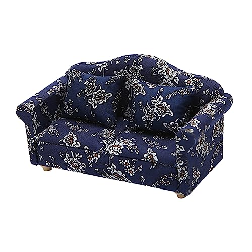 Yardwe Doll House Sofa Exquisites Sofa für Puppenhaus Hochwertige Puppenmöbel im Blumenmuster Deko und für Fotografie von Yardwe
