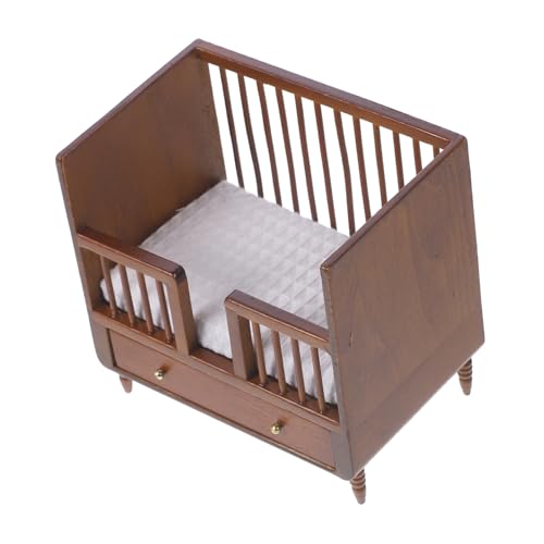 Yardwe Dollhouse Miniaturbett aus Holz Dekoratives Puppenhausmöbel als Schlafzimmeraccessoire für Kreative Mini Häuser und Stilvolle Einrichtungselemente von Yardwe