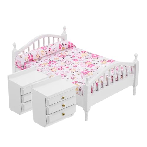 Yardwe Doppelbett mit Nachttischen Holzspielzeug für Puppenhäuser Realistisches Schlafzimmer Accessoire für Kreatives Yardwe Doppelbett mit Nachttischen Holzspielzeug für Puppenhäuser Realistisches Schlafzimmer Accessoire für Kreatives von Yardwe