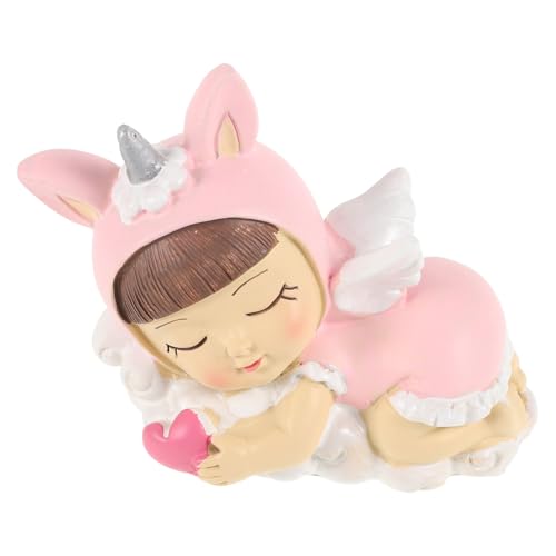 Yardwe Einhorn-Kuchendekoration süß Zahlen schön Flügel Liebenswert Mini Fee Kuchendekorationen Kuchendeckel alles zum Geburtstag Geburtstagstorte Topper Harz Rosa von Yardwe