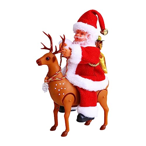 Yardwe Elektrische Weihnachtsdekoration Elch mit Weihnachtsmann Figur Batteriebetriebener Weihnachts Elch Leuchtendes Elektro für Festliche Weihnachtsdeko für Party und Zuhause von Yardwe