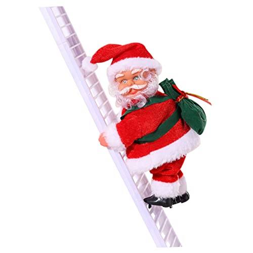 Yardwe Elektrischer Weihnachtsmann Kletterleiter mit Musik Weihnachtsplüschfigur zum Hängen Liebevolle Weihnachtsdekoration für Zuhause Partyspielzeug und für Freunde von Yardwe