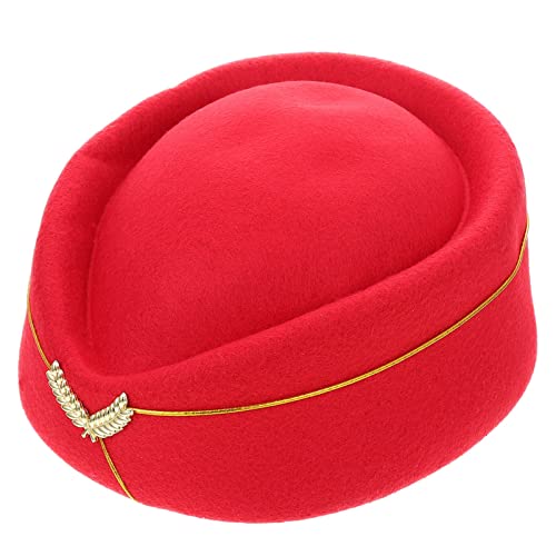 Yardwe Flugbegleiter-Hut Stewardess-Hut Stewardess-Hut Mütze Für Damen Cosplay Kostümzubehör (Rot) von Yardwe