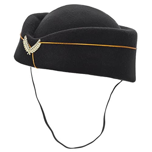 Yardwe Flugbegleiter-Hut Stewardess-Hut Stewardess-Hut Mütze Für Damen Cosplay Kostümzubehör (Schwarz) von Yardwe