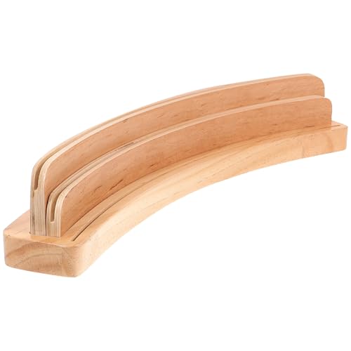 Yardwe Kartenhalter Kinder Spielkarten Holz, Doppelreihiger Holz Kartenständer, Spielkarten Aufbewahrung, 35.5 x 6.5 cm, Beige von Yardwe