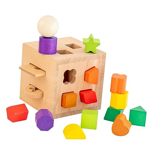 Yardwe Geometrisches Holzspielzeug für Intelligenzspielzeug Pädagogisches zur Farberkennung und Formensortierung Fördert die Hand Augen Koordination und Kreativität für Junge Mädchen und von Yardwe