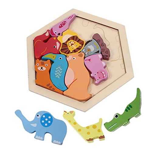 Yardwe Geometrisches Tier Puzzle aus Holz für Lernspielzeug Hand Augen Koordination und Motorischen Fähigkeiten Interaktives für Kleinkinder und Eltern Junge Mädchen Interaktion von Yardwe
