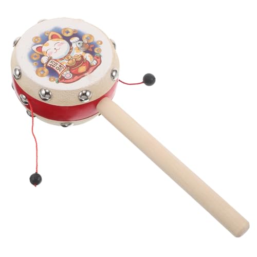 Yardwe Glückskatzenrassel Babyspielzeug Mit Drehender Trommel Trommelbasteln Für Rasseltrommel Spinntrommel Aufziehaffe Mit Becken Becken-affen- Affentrommel Holz von Yardwe