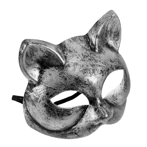 Yardwe Halbgesichts Katzenmaske Retro Silber Tiermaske für Halloween Cosplay Masquerade Party Kostüm mit Komfort und Einzigartigem Design für Yardwe Halbgesichts Katzenmaske Retro Silber Tiermaske für Halloween Cosplay Masquerade Party Kostüm mit Komfort und Einzigartigem Design für von Yardwe