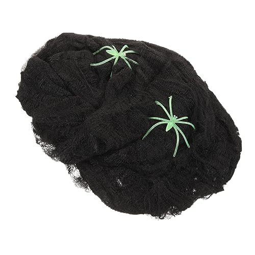 Yardwe Halloween Deko Spinnennetz mit Realistischen Spinnen Dehnbares Schwarzes Spinnennetz für Gruselige Innen und Außendekoration Installieren für Halloween Party und Themenräume von Yardwe