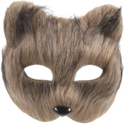 Yardwe Halloween Fuchs Maske, Grau, Halbgesicht Tier Cosplay Maske für Karneval Und Maskerade von Yardwe