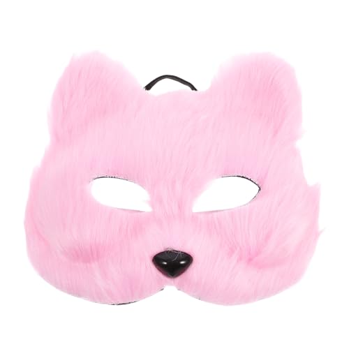 Yardwe Halloween Fuchs Maske, Rosa, Halbgesicht Tier Cosplay Maske für Karneval Und Maskerade von Yardwe