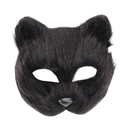 Yardwe Halloween Fuchs Maske, Schwarz, Halbgesicht Tier Cosplay Maske für Karneval Und Maskerade von Yardwe