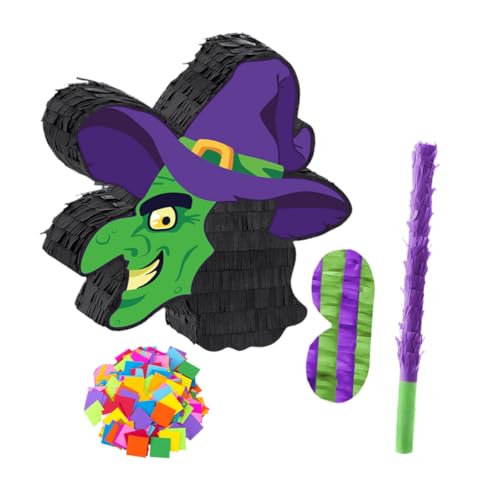 Yardwe Halloween Hexen Pinata mit Augenmaske und Konfetti Mexikanisches Partyspiel Dekoration Robuste Papier Pinata für Gruselige Partyatmosphäre und Vielseitigen Einsatz von Yardwe