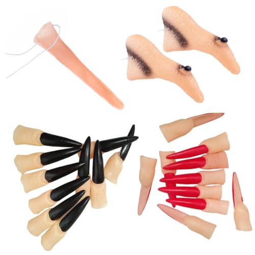 Yardwe Halloween Hexen Set mit Falscher Nase und Nagelrequisiten Teiliges Party Accessoire für Grusel Kostüme für Halloween Dekoration Kostüm und Rollenspiele von Yardwe